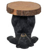 Pine Ridge Black Bear Table - Decorative Bear Accent Table, Rustic Cabin Furniture, For Cabins, Bedside Night Stand, Drink End Table And Side Table