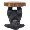 Pine Ridge Black Bear Table - Decorative Bear Accent Table, Rustic Cabin Furniture, For Cabins, Bedside Night Stand, Drink End Table And Side Table