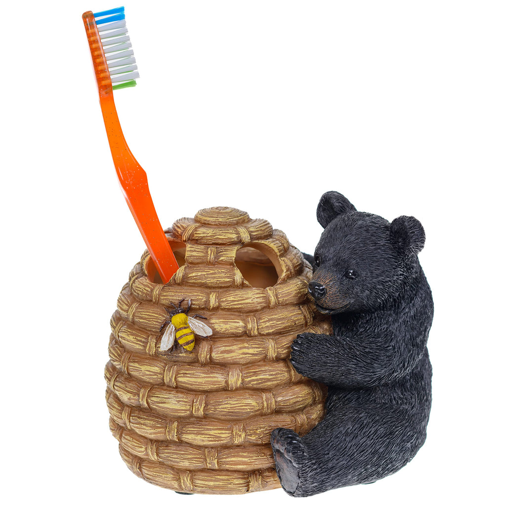 Avanti Black Bear Lodge Toothbrush Holder
